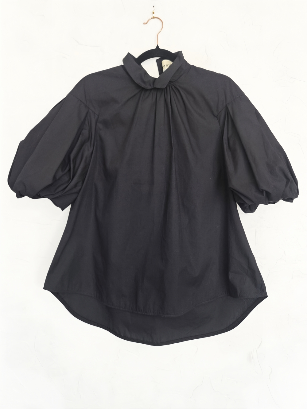 Tish Cox Black Puff Sleeve Ami Cotton Top, L